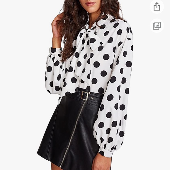 NEW! Bow neck polka dot blouse sz M - Picture 3 of 9